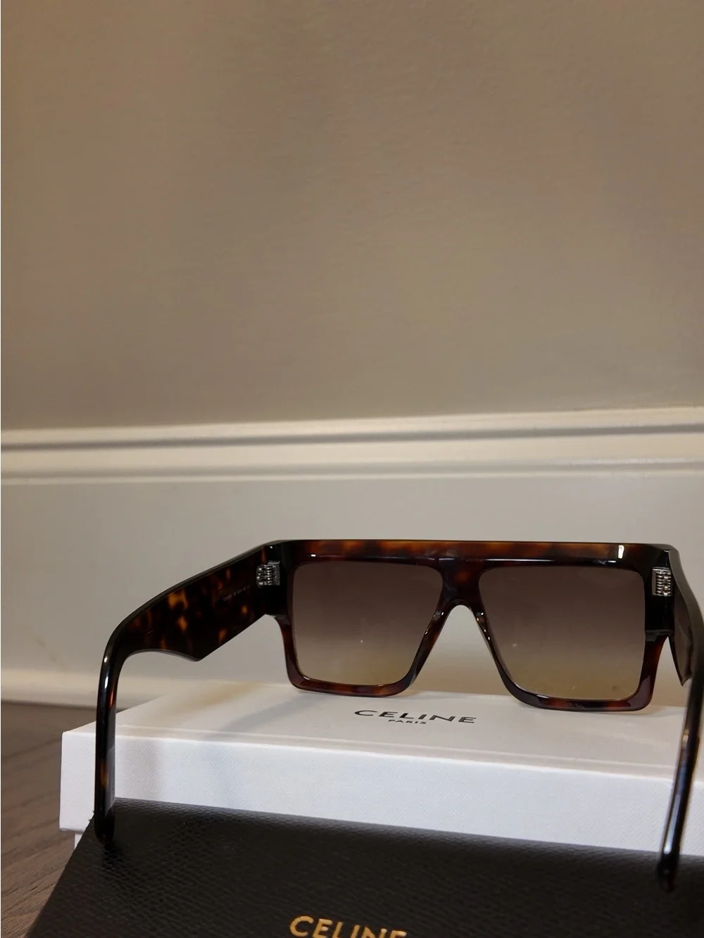 Celine Tortoise Brown Gradient Shield (3 dot) Sunglasses